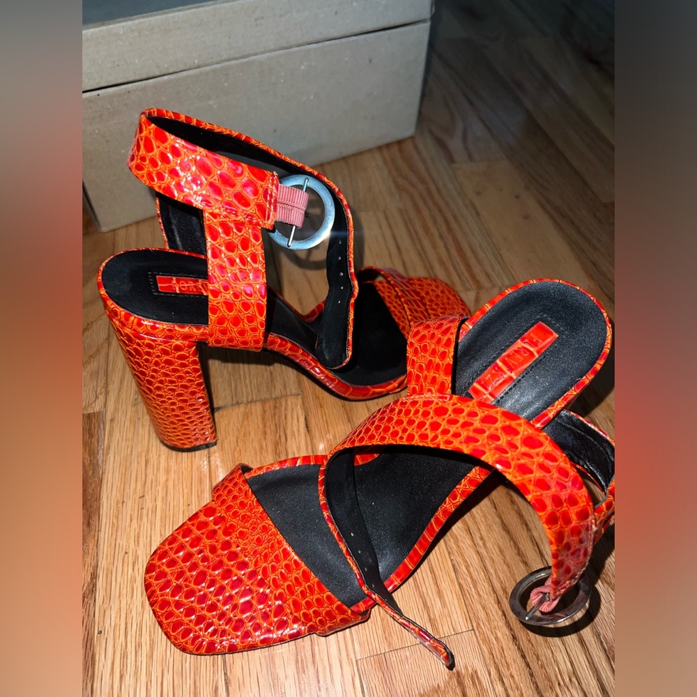 Forever 21 scarlet snakeskin heels